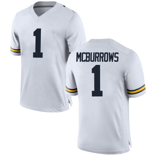 JaDen Mcburrows Michigan Wolverines Men's NCAA #1 White Game Brand Jordan College Stitched Football Jersey JTI2254AZ